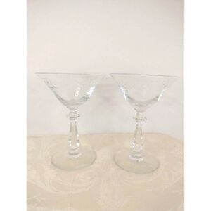 Handblow Crystal Chanpag/Martiny/Sherbet Etched Around Tall Glasses Set Of 2...